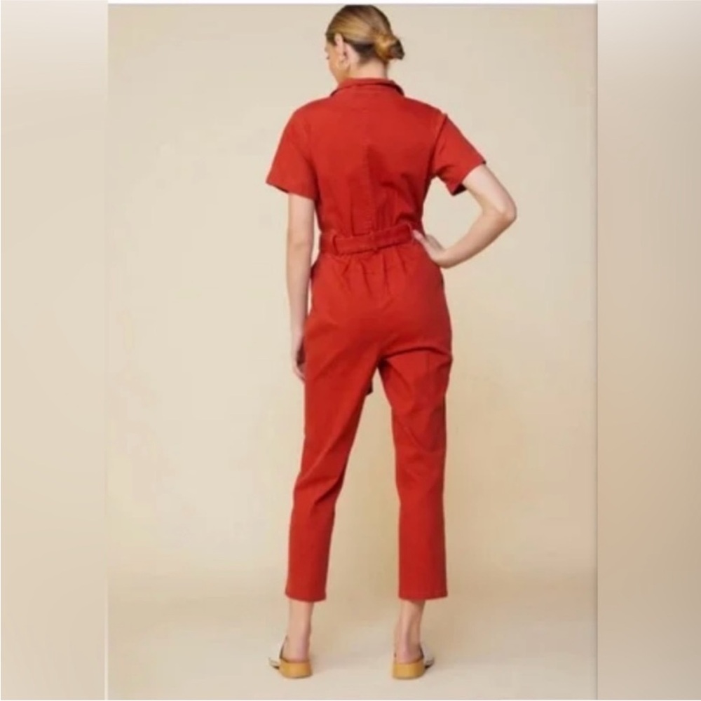 Skies Are Blue Red Tie Waist Short Sleeve Jumpsuit Size XS - Picture 2 of 8